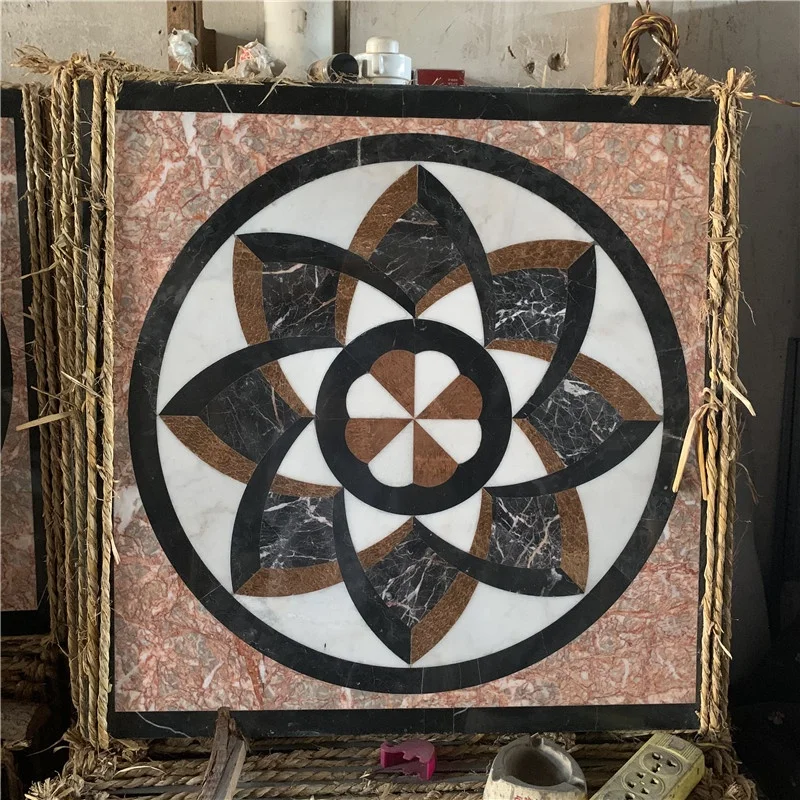 product waterjet medallion pattern interior home entrance decoration design decorative floor tiles marble-2