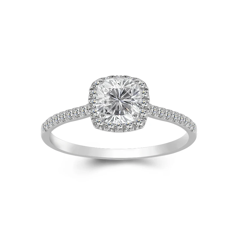 Carat 6mm Cushion Cut DEF Colorful Moissanite Ring Engagement