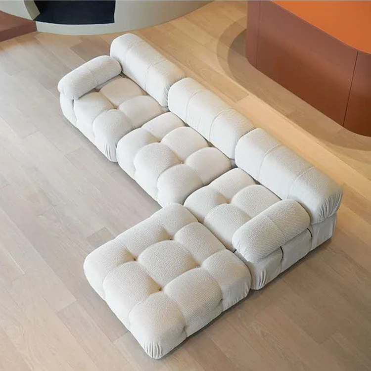 Modern Design Cute Linen Fabric Upholstery Sofa Set Tufted Modular Furniture Sofa