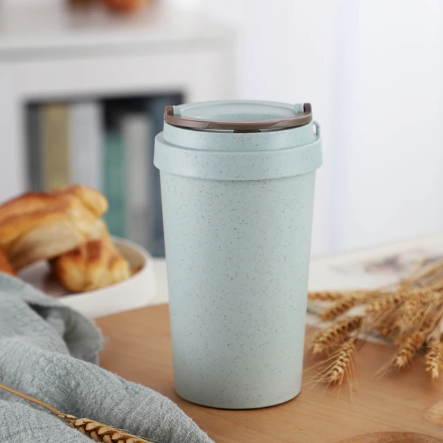 Coffee Mug 400Ml 12OZ Eco Wholesale Biodegradable Wheat Straw Bottle Double Coffee Cup With Lid