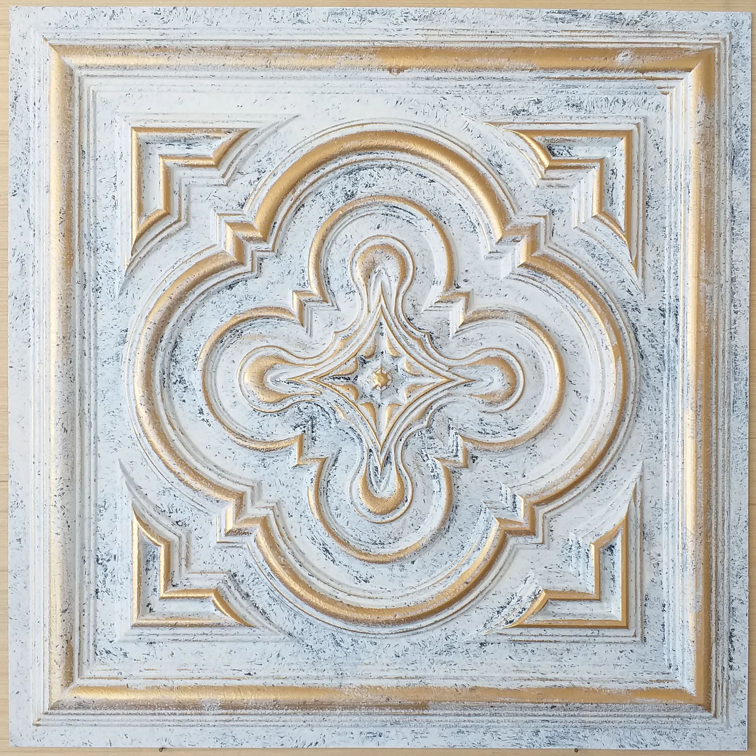 ceiling tile Faux tin finished aged white gold color PL36 LASTDECOR
