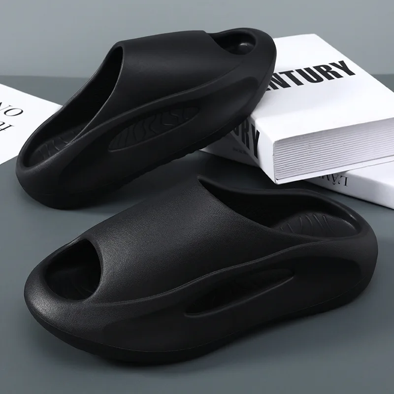 Slippers feel like stepping on feces, beach slippers, couples, casual outerwear, thick soles, trendy men's sandals