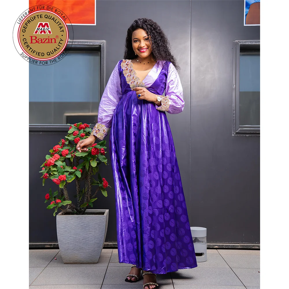 Shop Our Collection of Purple Winter African Bazin Dress