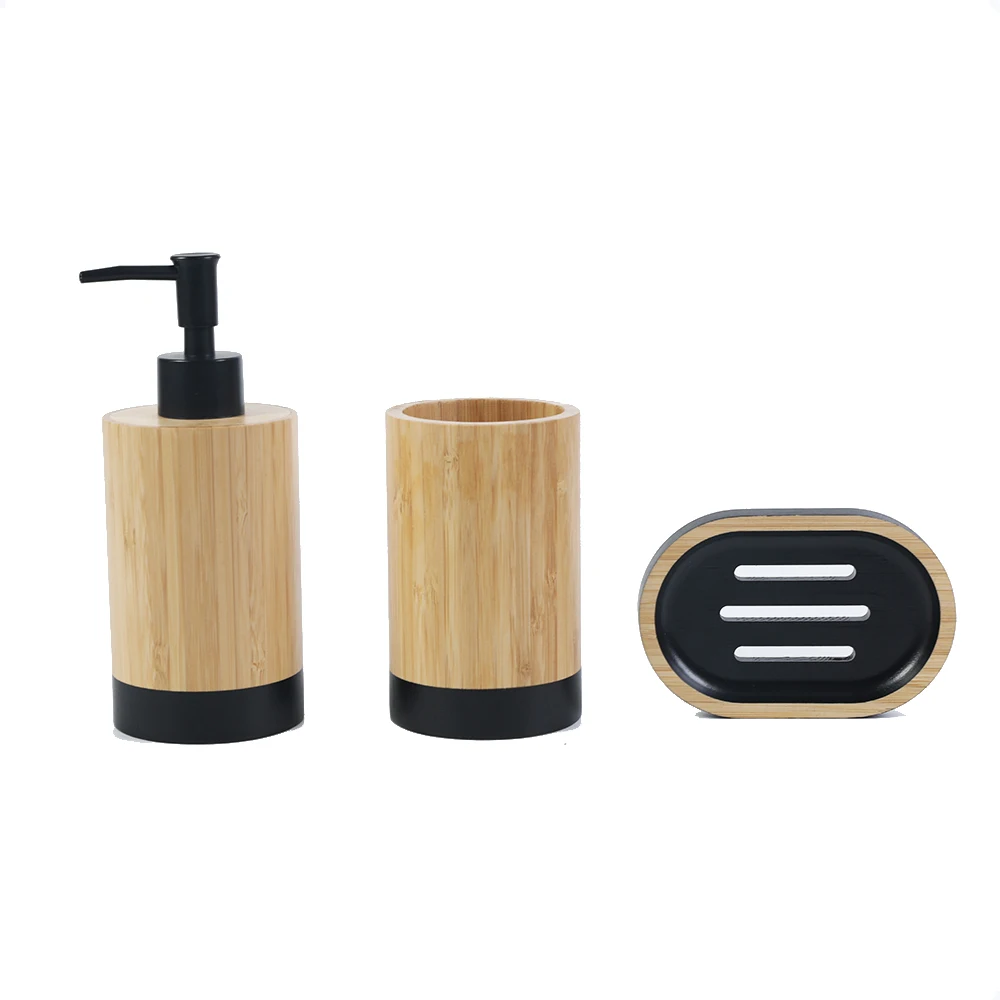 Bamboo Wood Bathroom Set 3 Wooden Bathroom Product With Wood Soap Box