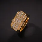 2021 Wholesale Fashion Square Round CZ Stones Ring Gold Copper Jewelry Unisex Hip Hop Irregular Shape Charm adjustable Ring