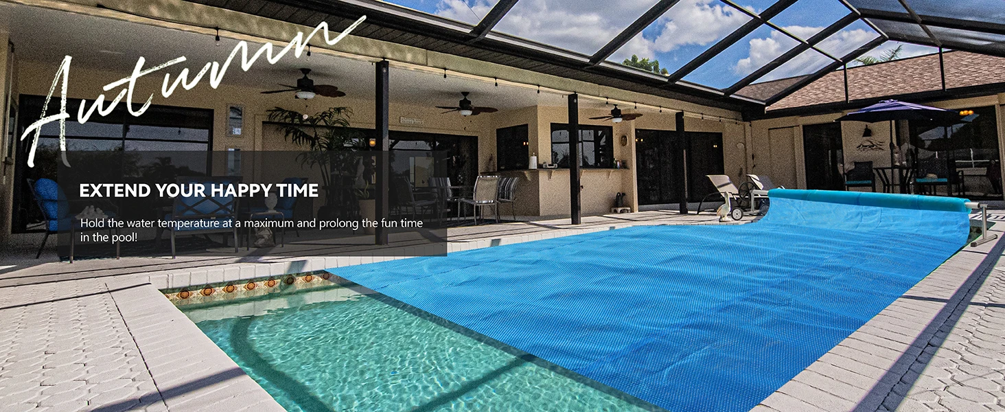 Blue 12/16 Mil Solar Pool Cover UV Resistant Bubble Insulation Retains Heat Reduces Evaporation Cuts Heating Swimming Pools details