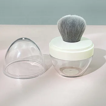 Custom plastic private label free sample cosmetics dispenser loose powder jar bottle with powder brush