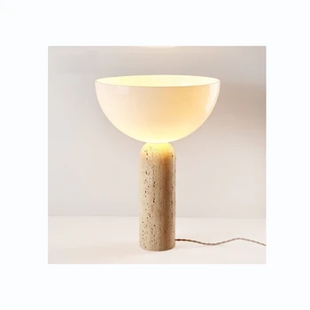 TT4587 Travertine table lamps luxury modern decorative desk light lamp for hotel living room bedroom ready room.