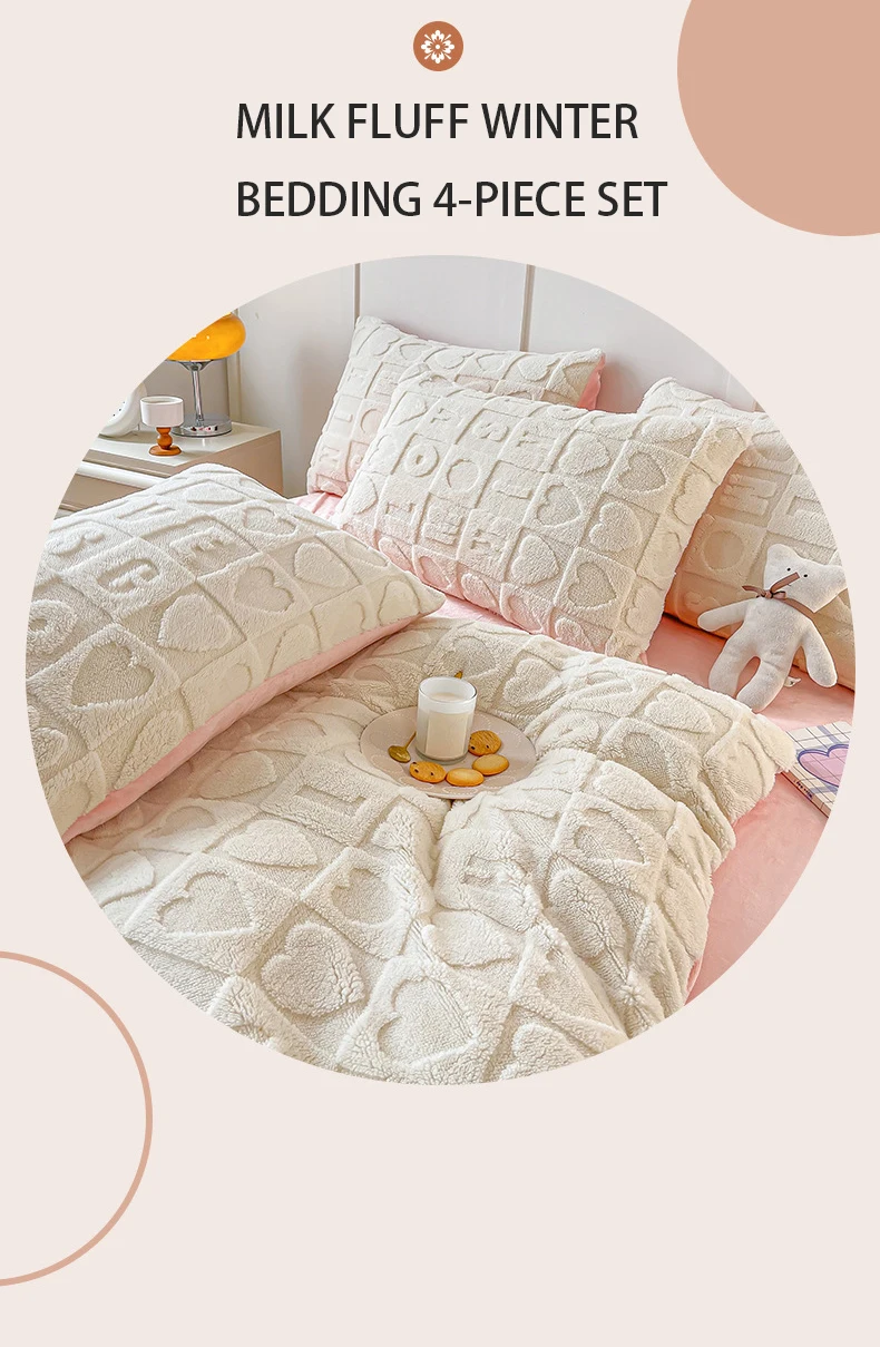 Milk fleece winter home comforter set bedding comforter Warm sheet set bedding sheets factory