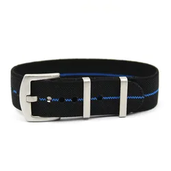 Bracelet De Montre NATO En Nylon Résistant Rayé Blanc Noir