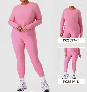 High Quality New Women Long Sleeve Yoga Legging Fitness 2 Piece Yoga Set Sportswear Women Fitness Clothes Yoga Sets