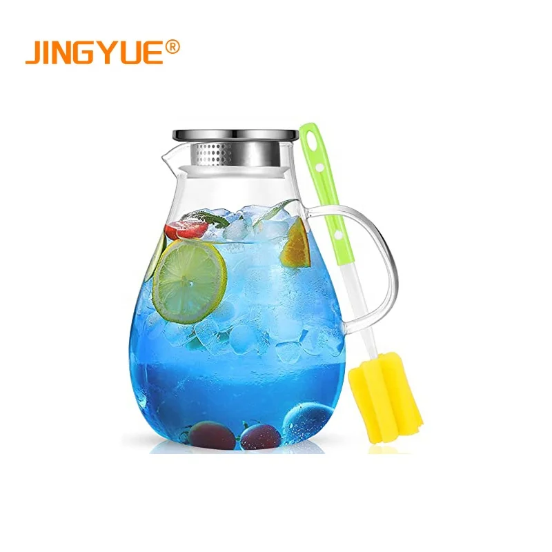 Kitchen Room Large Capacity Fancy Water Pitcher 2400ml 80oz Clean Measuring  Glass Pither with Handle and Removable Lid - China Water Bottle and Tea Set  price