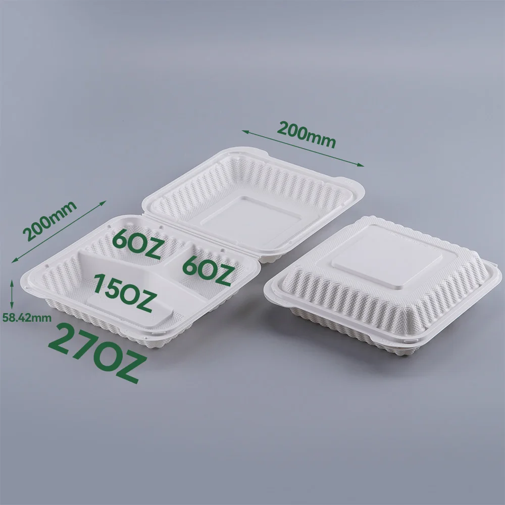 Mineral Filled Take Out Hinged Plates Mfpp 1 3 Compartment Plate Food