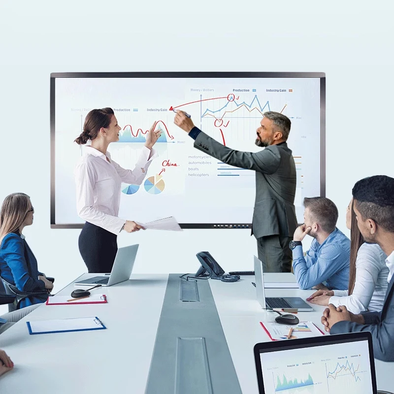 Conference School Education Wireless Projection Smart Board Digital Interactive Flat Panel Whiteboard With Mobile Stand