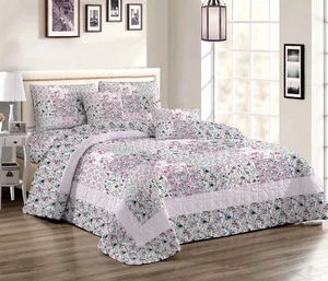 Wholesale Microfiber Patchwork Quilt Bedspread Floral Printed Bed Sheets for Home Use