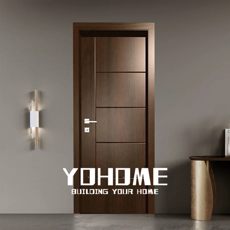 High Quality American Black Walnut Interior Doors for House Modern Wood Door Design for Home Fire Door for Hotel and Apartment