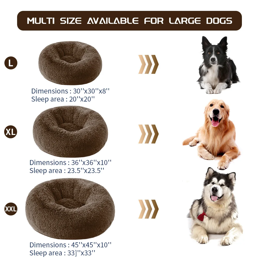 OEM & ODM warm fluffy soft plush xl xxl big heavy duty extra large washable round donut dog bed for large dogs supplier