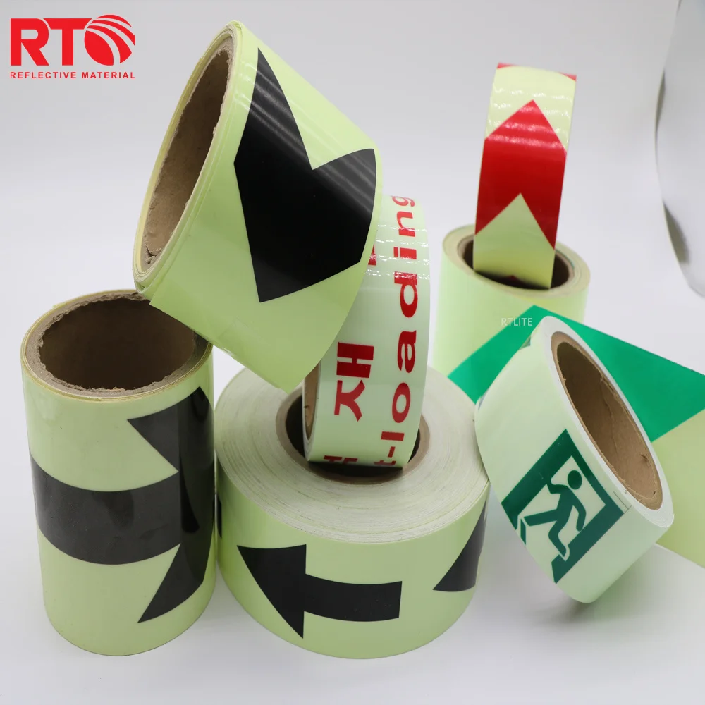 8 10 Hour Photoluminescent Reflective Vinyl Sticker Glow in the Dark Stairs Steps Exit Sign Luminous Roll Tape