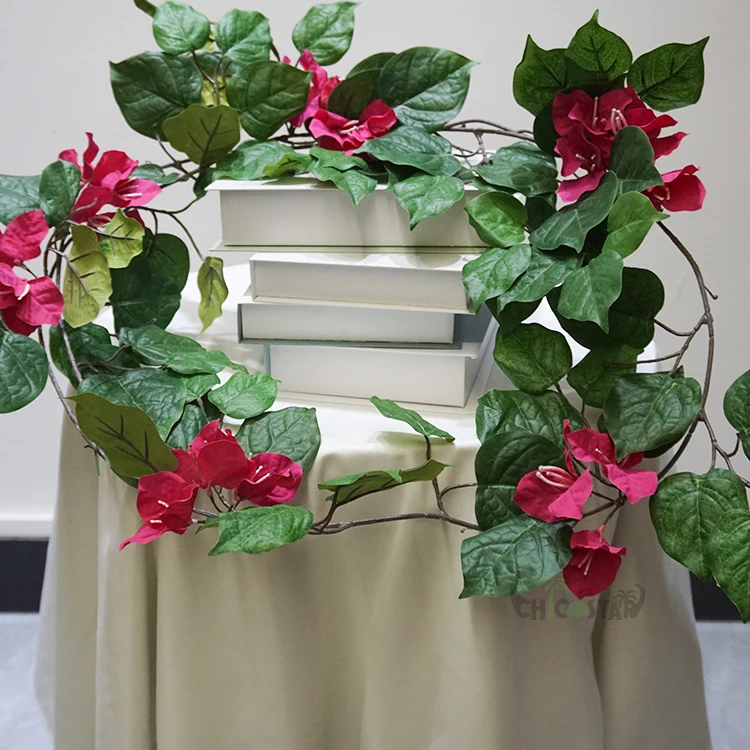 Wholesale Artificial Bougainvillea Flower Garland Hanging Vines For Outside Wall Decor Garden