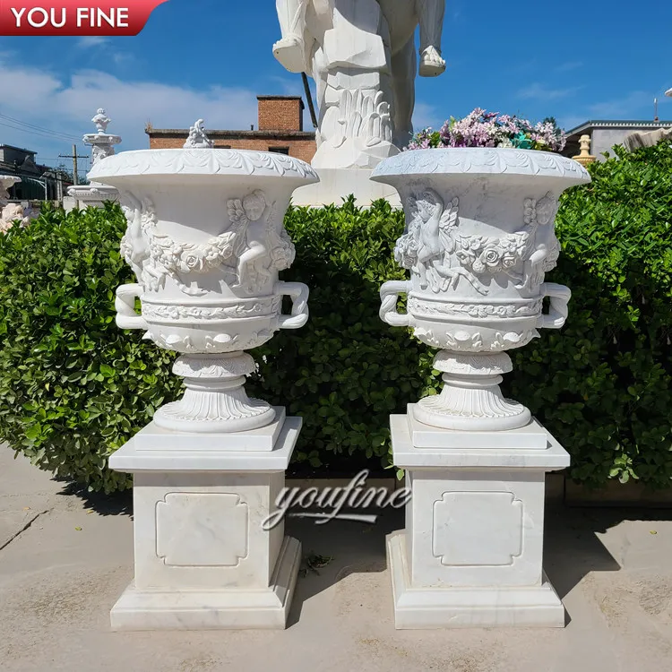 Hand Carved Natural Stone Garden Marble Flower Pots Planter for Sale ...