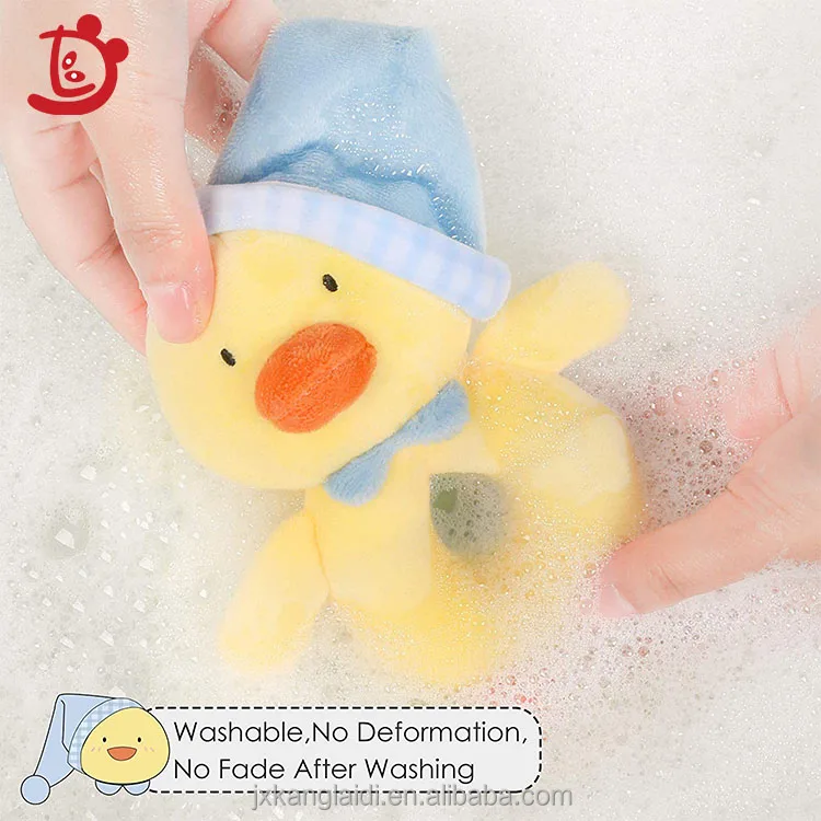 Оптовая продажа, желтая плюшевая утка, милые мягкие детские погремушки, игрушки для кровати