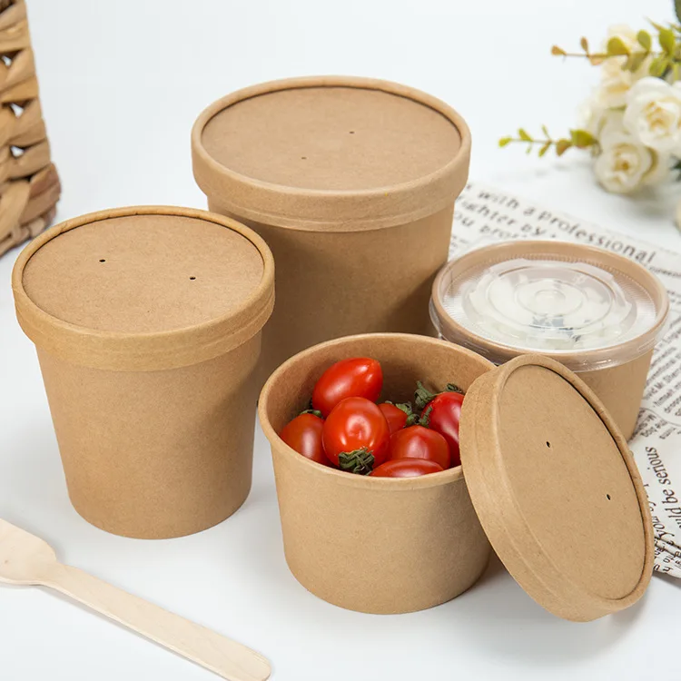 Wholesale Eco Friendly Microwavable Food Storage To-Go Cups Kraft Soup Bowls  Disposable Soup Containers Paper Soup Bowl With Lid From m.