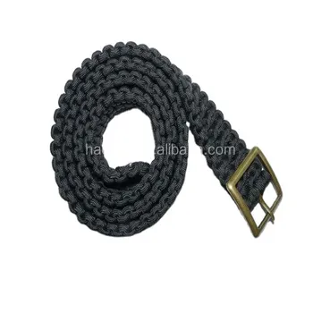 China Factory Custom Logo Adjustable 35mm wide black braided nylon belt with square buckle