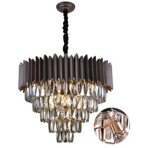 MEIYUN Wholesale Indoor Black Crystal Pendant Light Decorative Modern Design Wedding K9 Crystal Chandelier Light