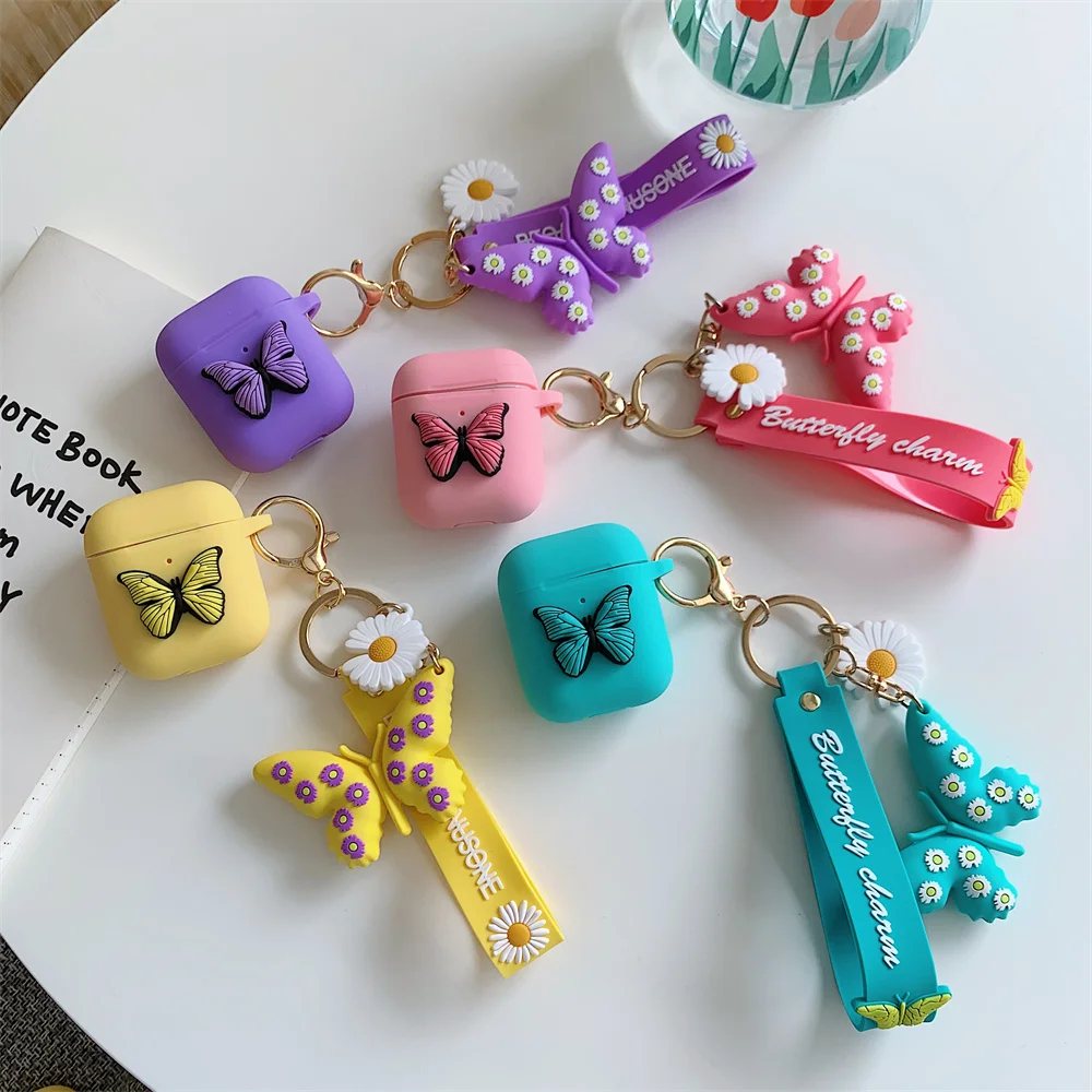 Worry Free Gadgets: Silicone Case for AirPods 3 with Pom Pom Keychain-Nature  Designs - Butterfly