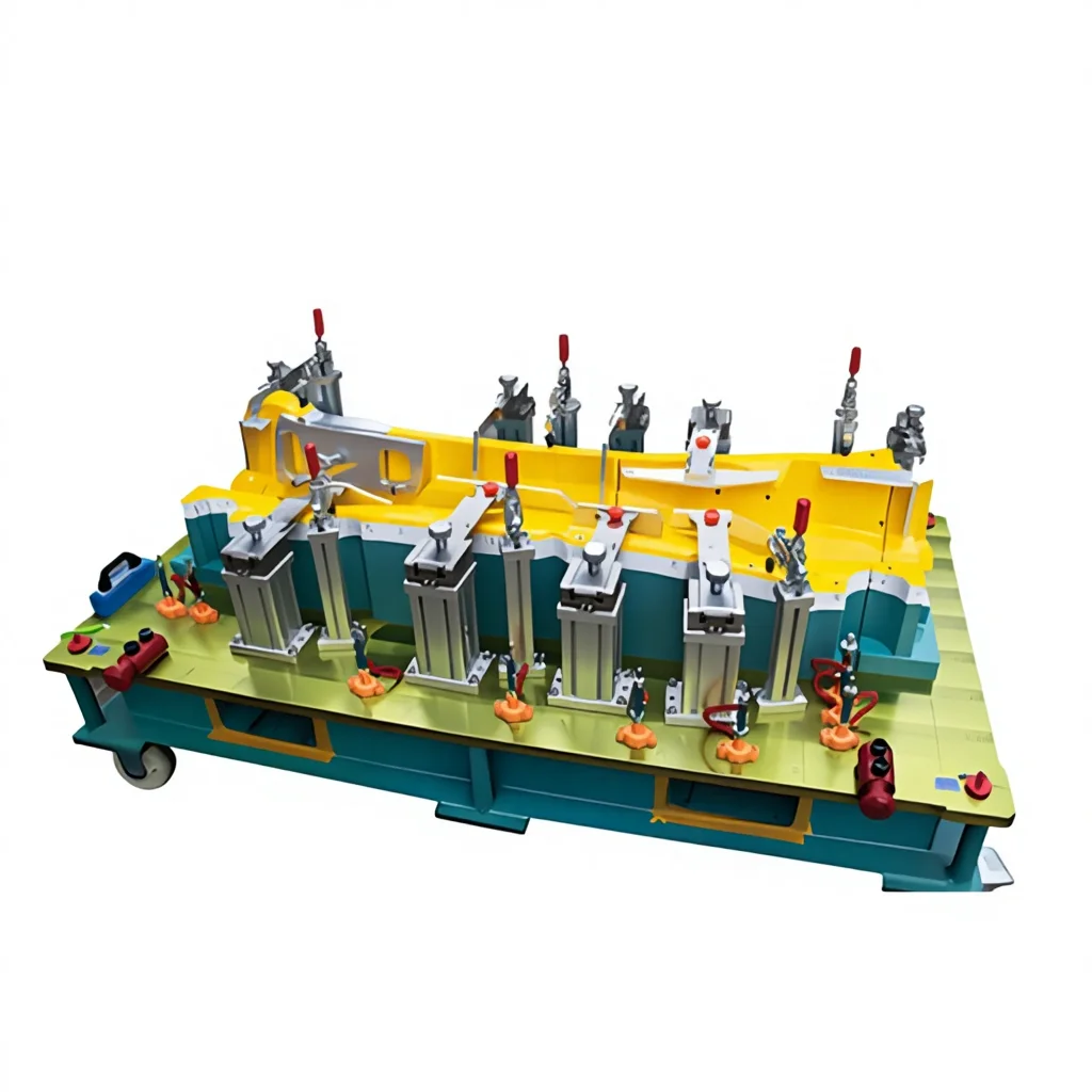 Зажим для позиционирования и контроля листового металла при сборке внутренней панели воздуховода системы кондиционирования автомобиля