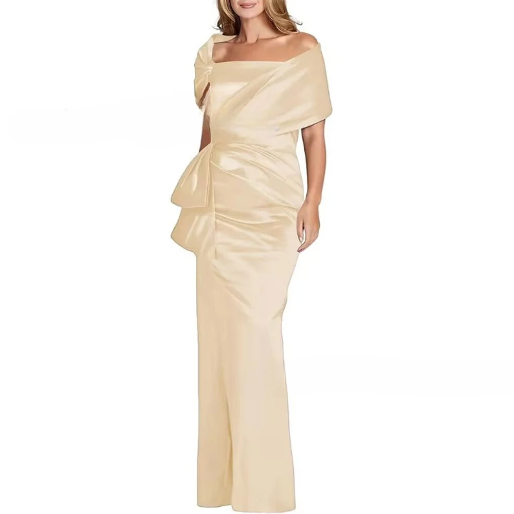 Sophisticated Modern Flowy Lace Fashion Gown Floor Length Wedding Guest Reception Luxury Wear Mother Bride Dress
