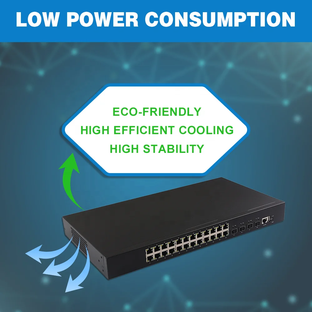 OEM和ODM网络集线器价格24端口4*10G千兆交换机PoE机架安装PoE交换机