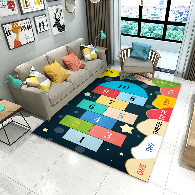 Custom Design Non-slip 3D Printing Pattern Rug Bedside Anti Fatigue Baby Play Children Mat for