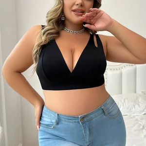 Wholesale Fashion Solid Black Seamless Women's Big Wire Free Bra