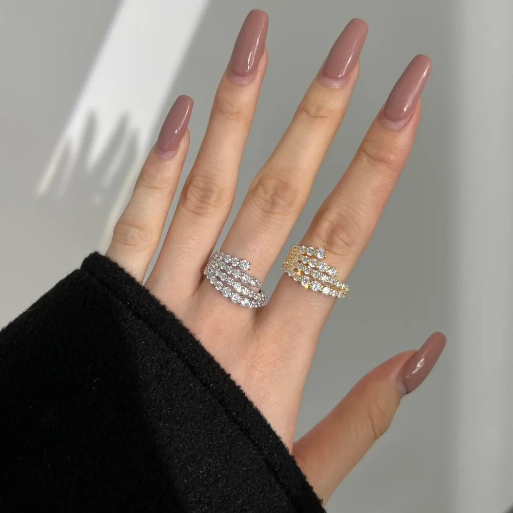 S925 Sterling Silver Niche Ins Fashion Light Luxury Rattan Wrap Women's Snake-Shaped Ring Lab Diamond Silver Fine Ring