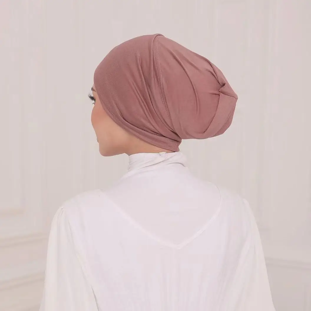 2026 High Quality Modal Inner Cotton Jersey Cap Material Hijab Under Scarf Bamboo Tube Muslim Inner Hijab Cap