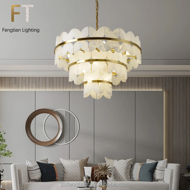 Дизайнерская креативная вилла спальня столовая свет Современная медная гостиная алебастровая люстра
