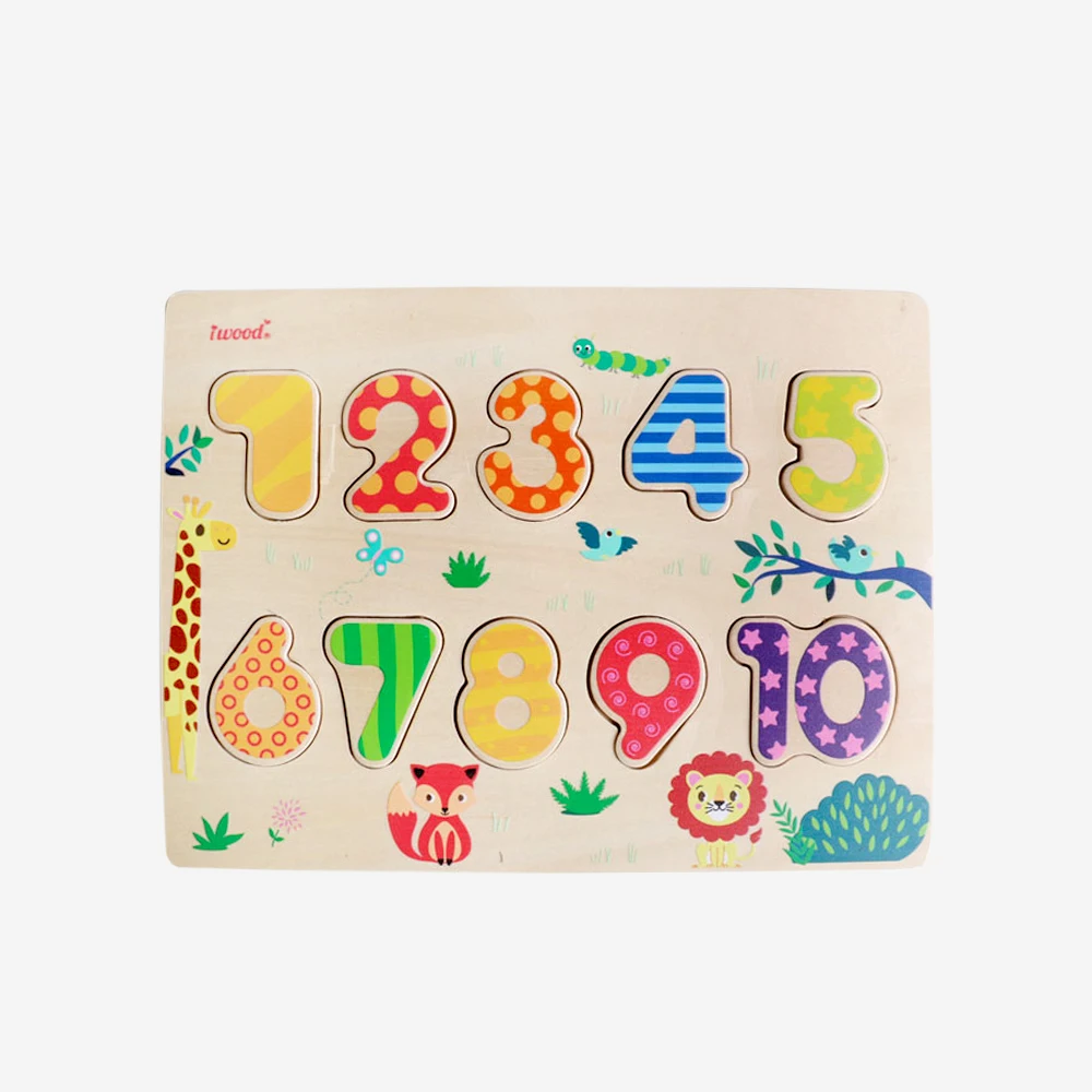 Safe Montessori Wooden Toy Colorful Number Puzzle Educational Toy