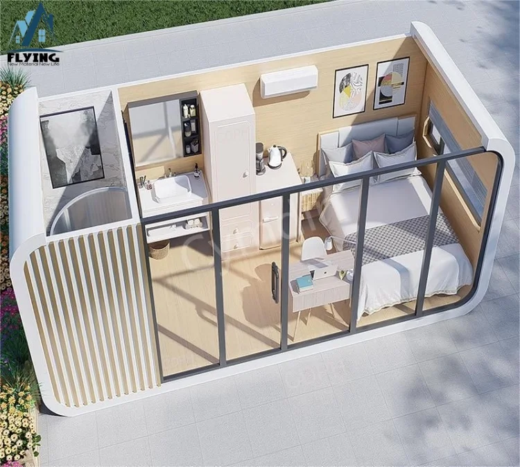 Outdoor Portable Mobile Tiny Prefabricated Steel Structure Greenhouse Modular Apple Cabin Container House for Home Hotel/Villa