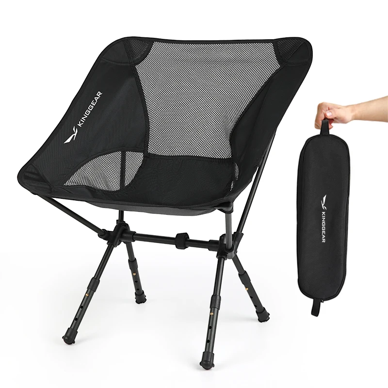 Hot Seller Japanese Moon Chair Fabric Outdoor Camping Chair Height Adjustable Leg Folded Portable KingGear 120KG Load Capacity