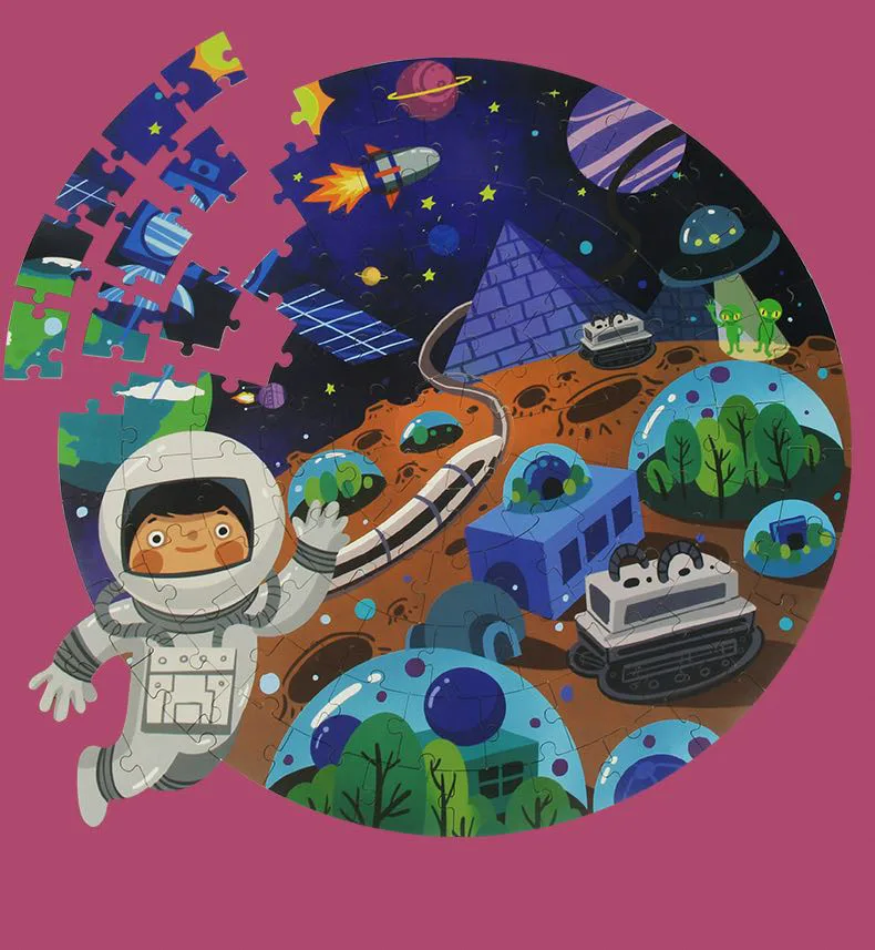 пользовательские мини бумажный пазл игрушка ремни рюкзак ящик пространства круглый головоломки для детей ясельного