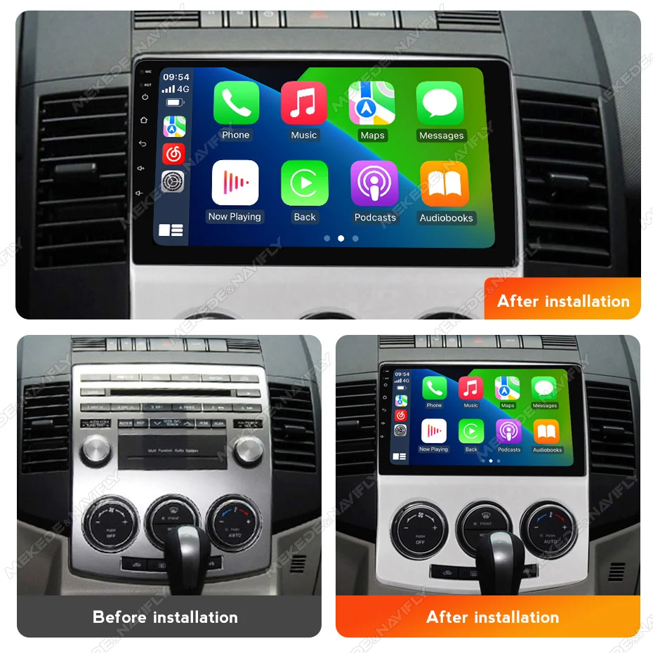 MEKEDE 9 Inch Universal Type Android Car Head Unit Harness Frame Kit Radio Screen Multimedia Monitor for MZ05 Mazda 5 2005-2010