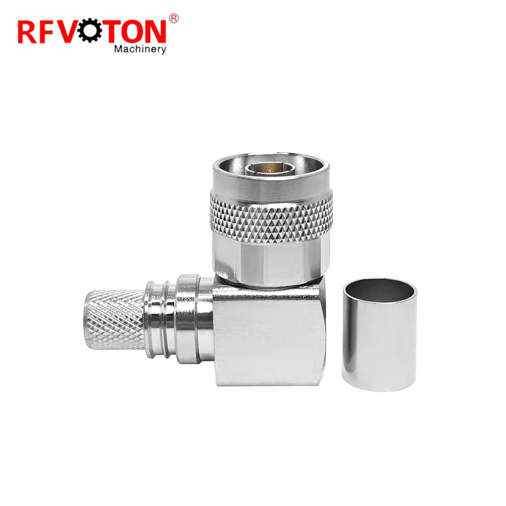 Factory supply RF connector N lmr400 crimp male plug right angle 90 degree elbow (EZ)   rf coaxial non solder  connectors