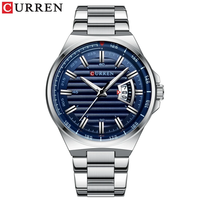 CURREN 8375 Wholesale Stainless Steel Blue Dial Analog Current Quartz Made  in Prc Watch