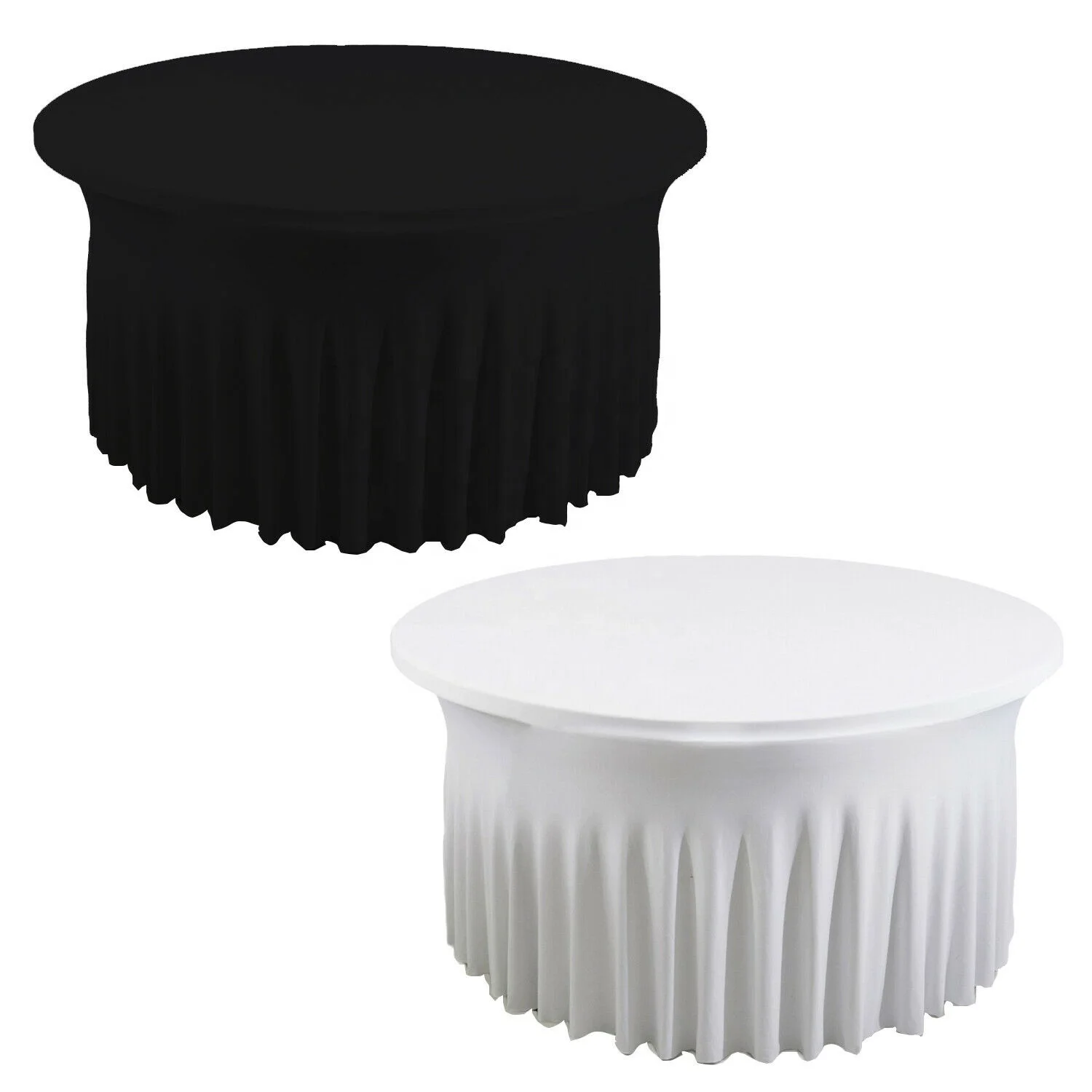 5ft Spandex Round Table Cover Ruffled Skirt Style Stretch Table 5ft Spandex Round Table Cover Ruffled Skirt Style Stretch Table