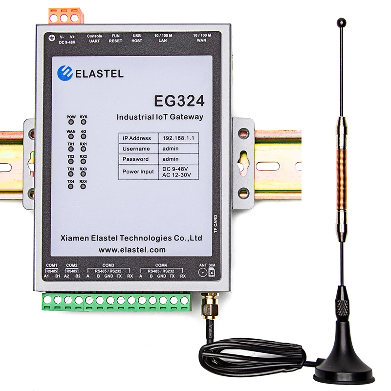 GSM 4G IIoT Custom Python C++ Industrial RS232 RS485 Gateway with Sim Card Slot