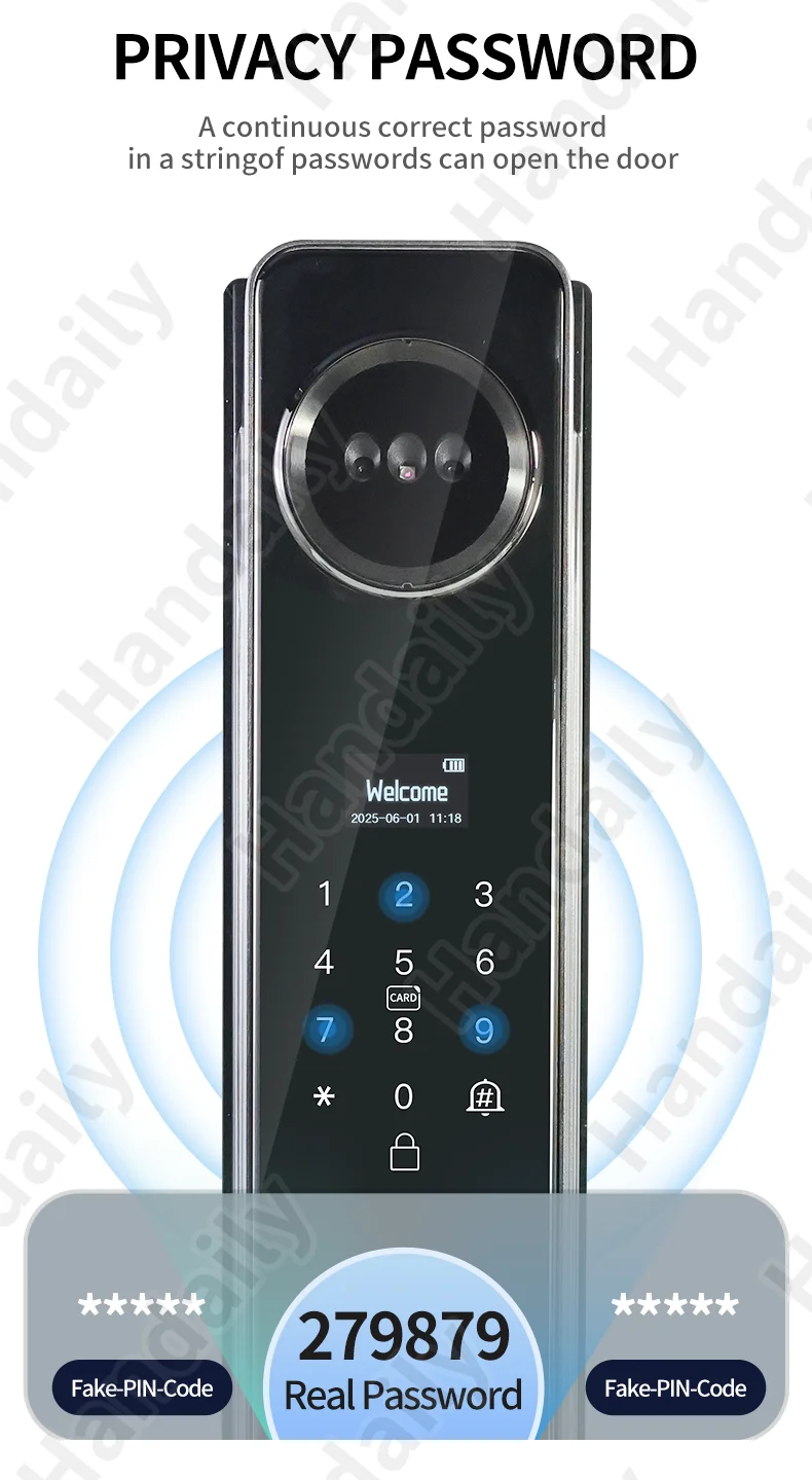 handaily video intercom 3d face authentication fingerprint door lock easy to install tuya smart lock smart home products h26-7