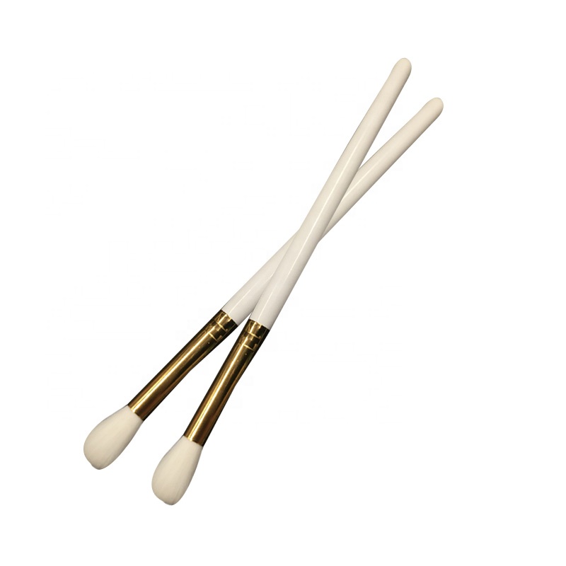 Простая Мягкая Белая кисть для теней для век с логотипом на заказ, Золотая кисть для растушевки, Профессиональные синтетические кисти для макияжа