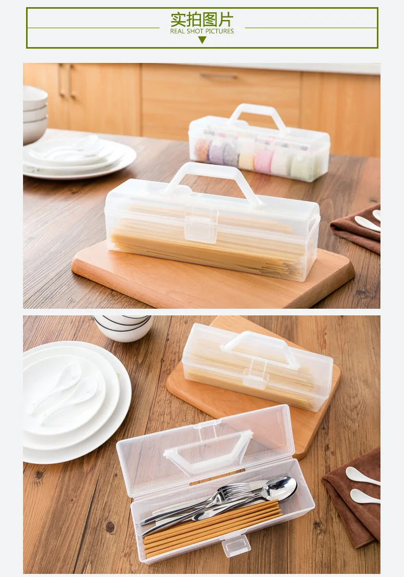 Portable tableware storage box noodle storage box Transparent kitchen household goods storage box wholesale factory