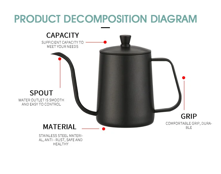 350/600ML Pour Over Coffee Kettle Gooseneck Kettle Spout Coffee